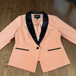 Women's One Button Blazerwith Black Satin Trim XL